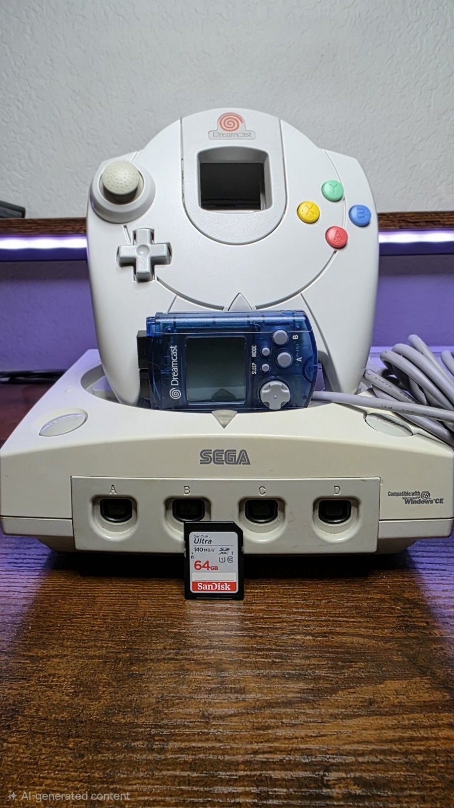 Sega Dreamcast Console Upgraded GDEMU Noctua Fan USB-C PSU w/ Controller & Blue — photo 1 of 6