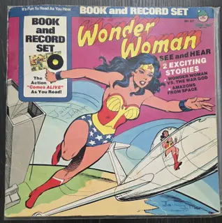 Wonder Woman Book and Record Set 1977 Peter Pan BR-517 Complete w/ Comic DC