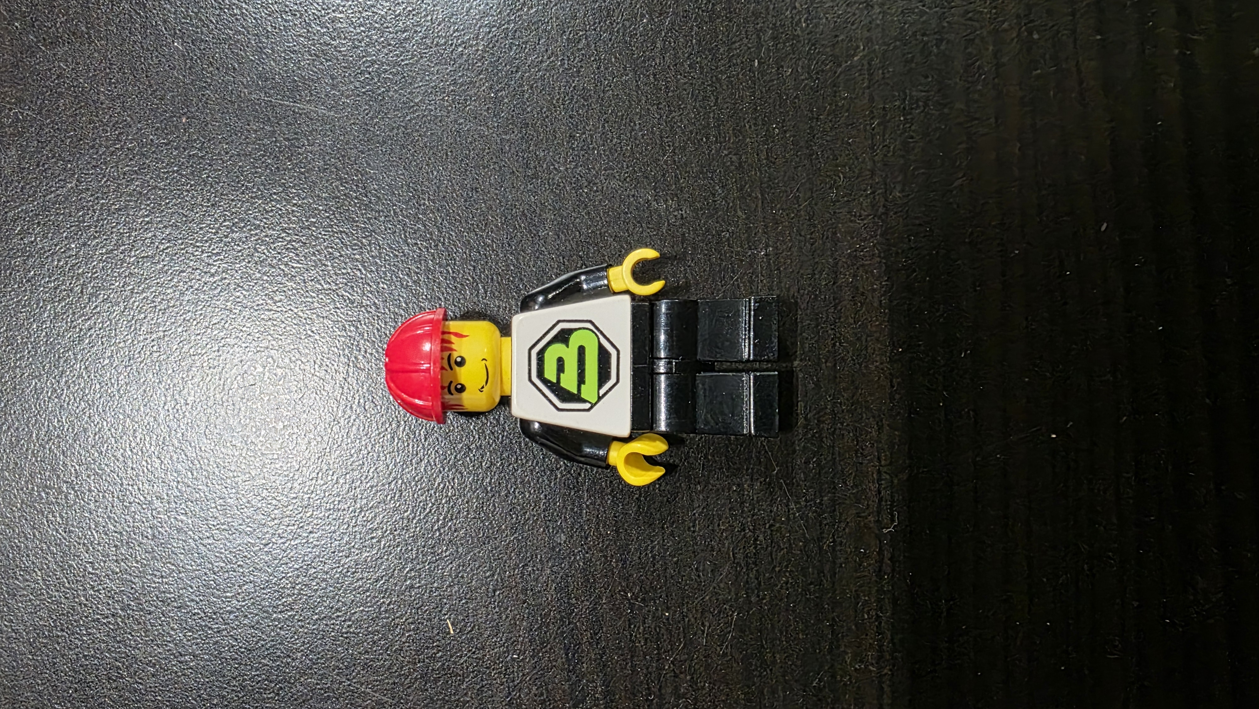 LEGO Minifigure Mixed Build White Torso Green B Logo Red Construction Helmet — photo 1 of 7