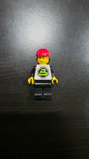 LEGO Minifigure Mixed Build White Torso Green B Logo Red Construction Helmet